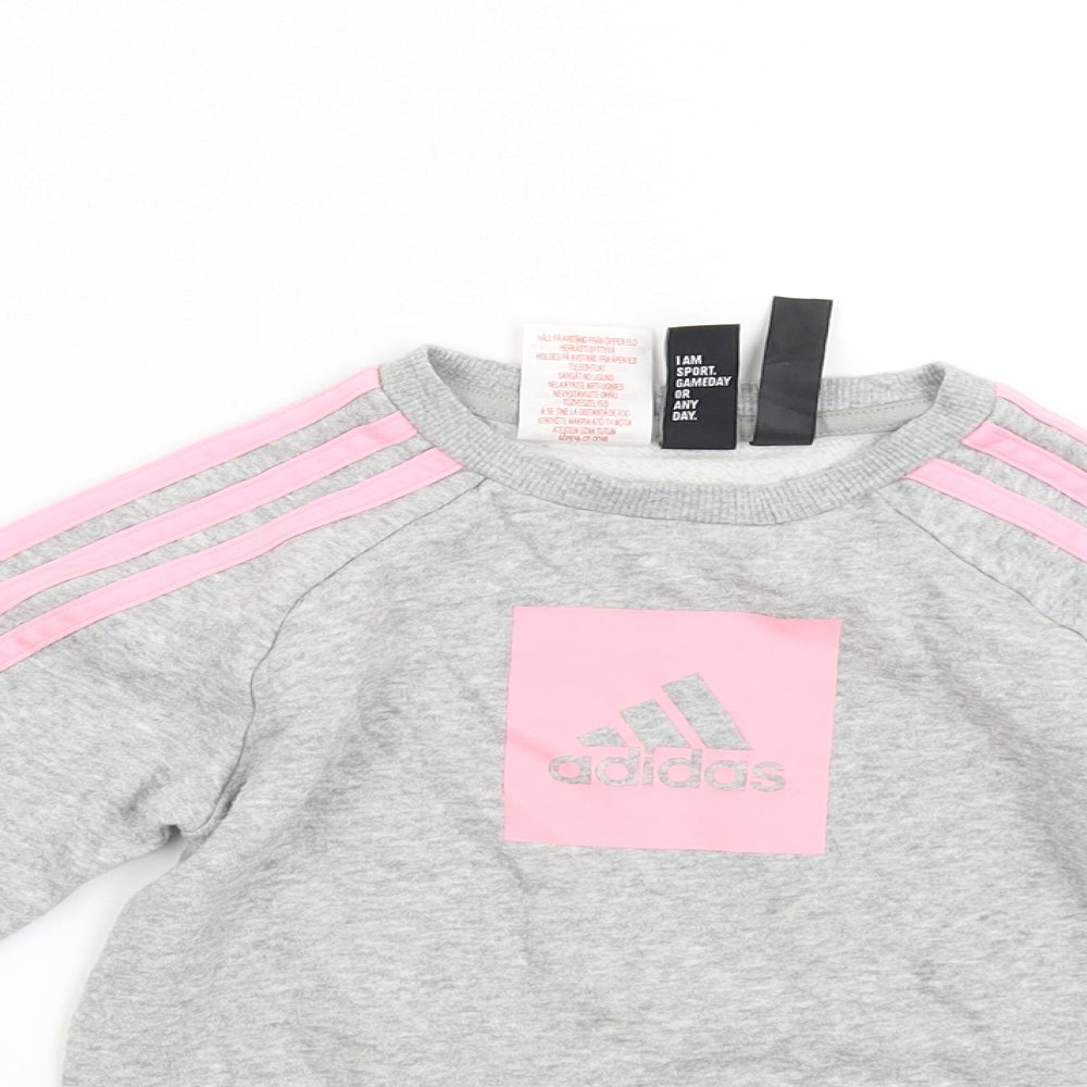 adidas Girls Grey   Pullover Sweatshirt Size 3-4 Years
