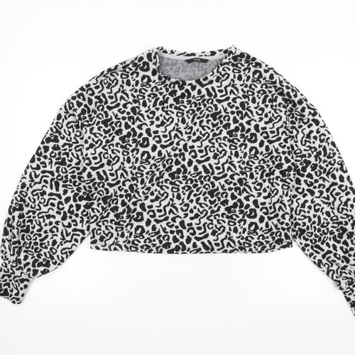George Womens Grey Animal Print  Pullover Jumper Size S