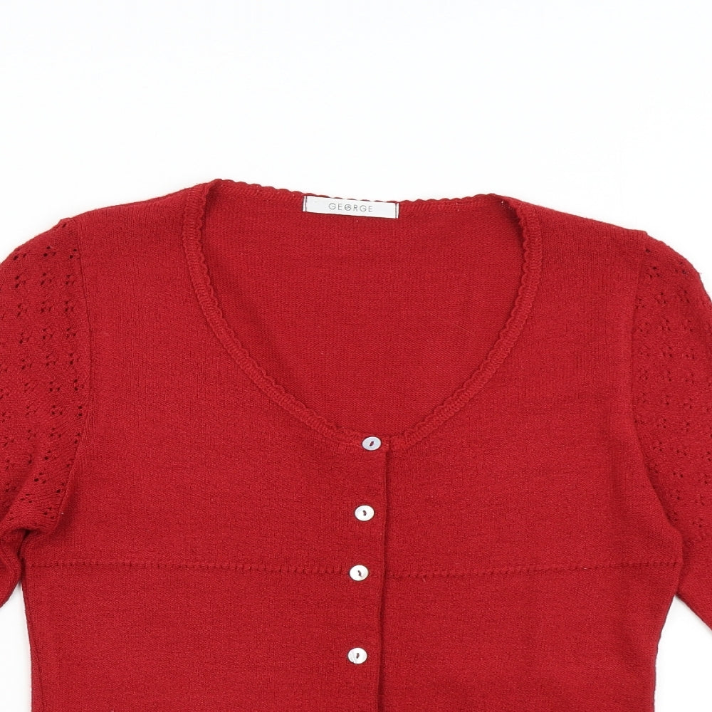 George Womens Red  Knit Cardigan Jumper Size 14