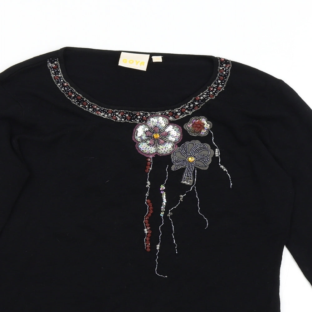 Goya Womens Black  Knit Pullover Jumper Size L