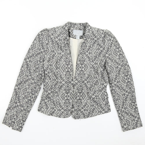 H&M Womens Grey Geometric  Jacket Blazer Size 8