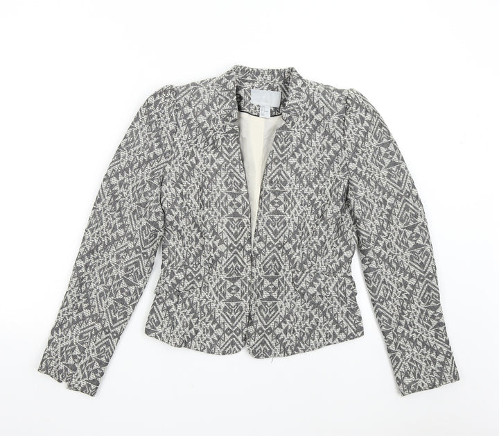 H&M Womens Grey Geometric  Jacket Blazer Size 8