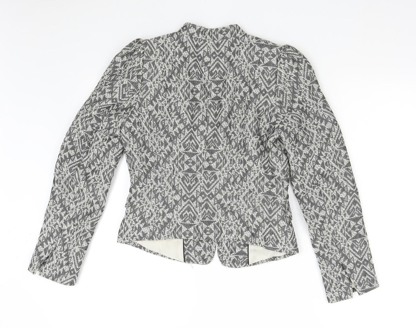 H&M Womens Grey Geometric  Jacket Blazer Size 8