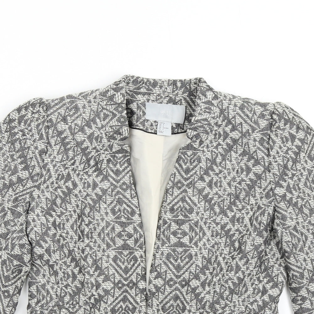 H&M Womens Grey Geometric  Jacket Blazer Size 8
