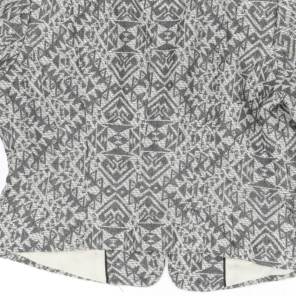 H&M Womens Grey Geometric  Jacket Blazer Size 8