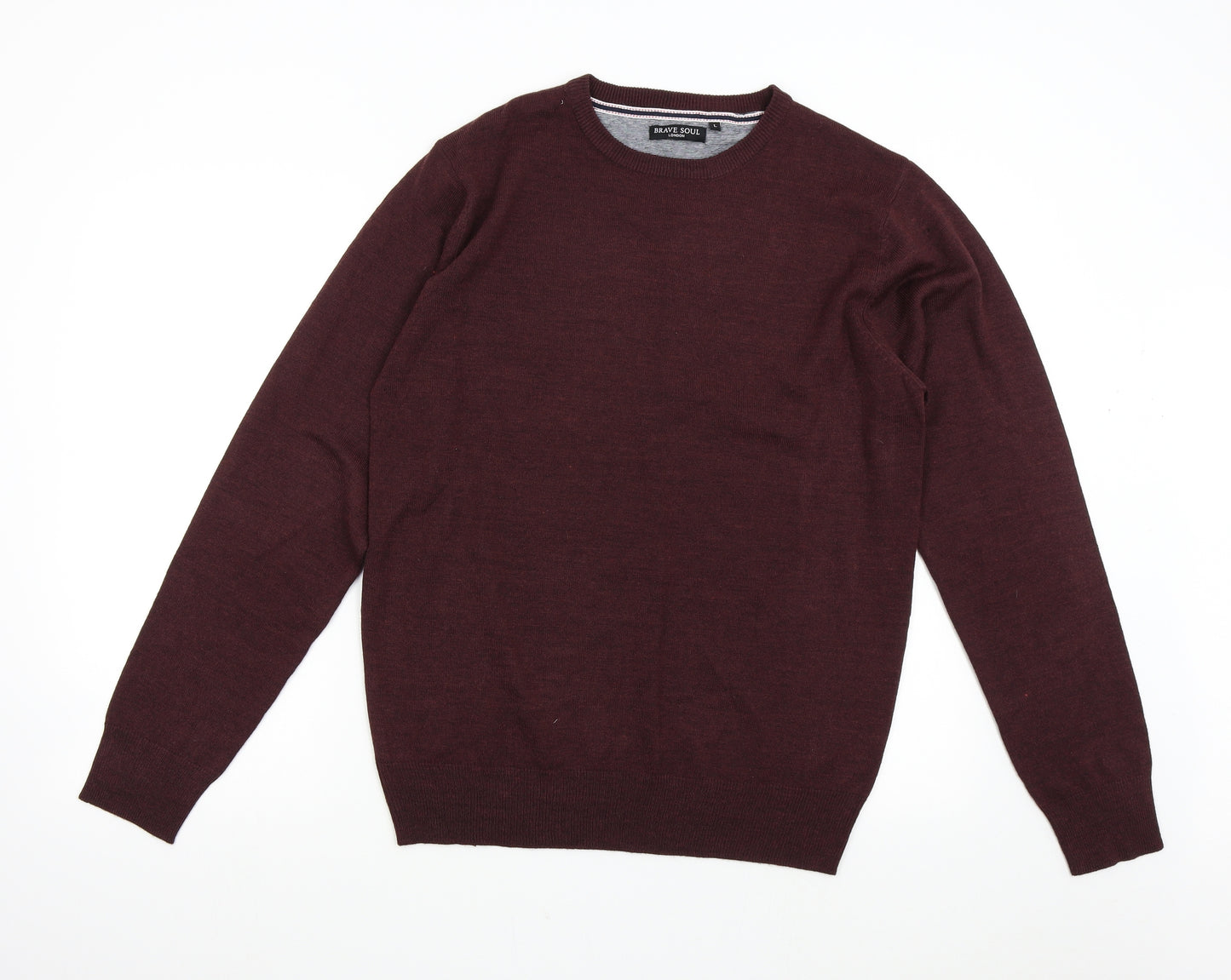 Brave Soul Mens Red  Knit Pullover Jumper Size L