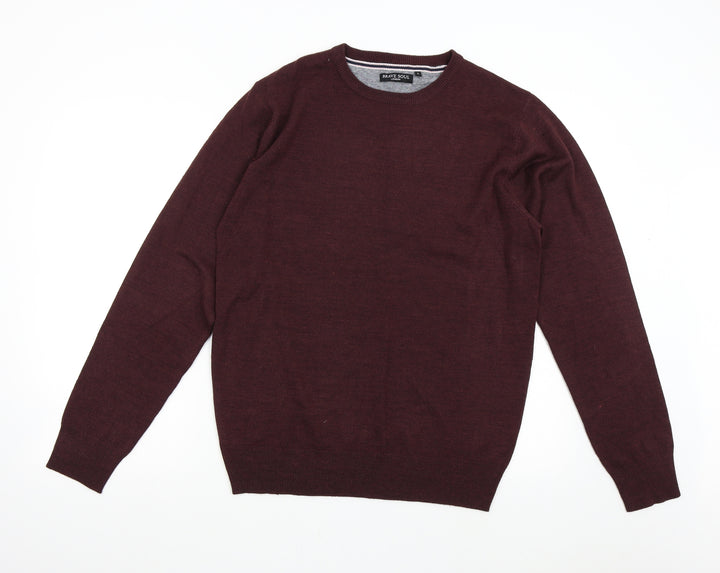 Brave Soul Mens Red  Knit Pullover Jumper Size L