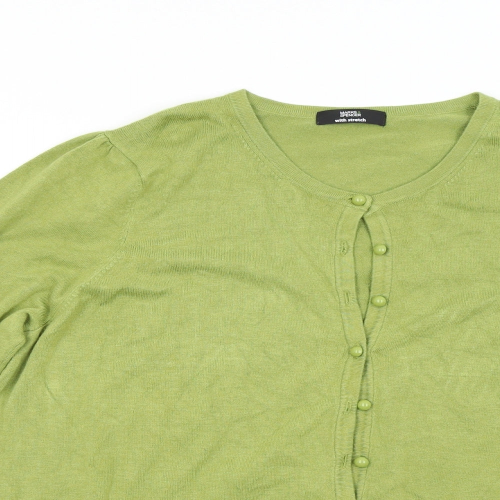 M&S Womens Green  Knit Cardigan Jumper Size 22