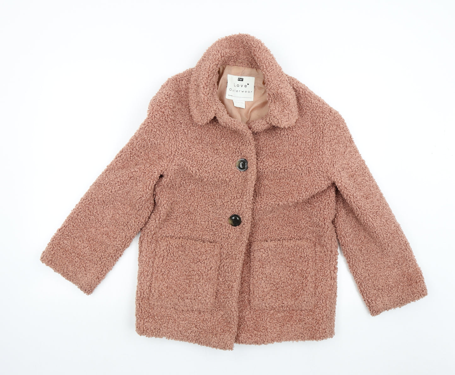 F&F Girls Pink   Overcoat Coat Size 11-12 Years