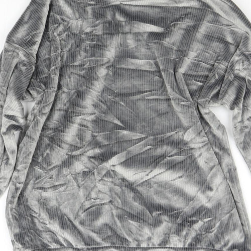 Nutmeg Womens Grey  Velour Pullover Jumper Size 8