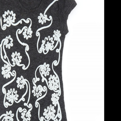 Select Womens Grey Floral  A-Line  Size 8