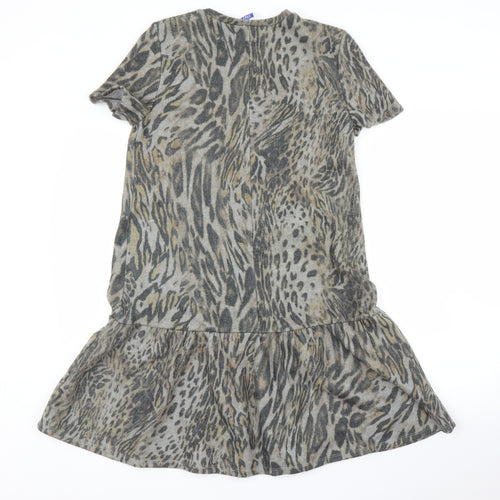 Zara Womens Grey Animal Print  A-Line  Size M  - Leopard print