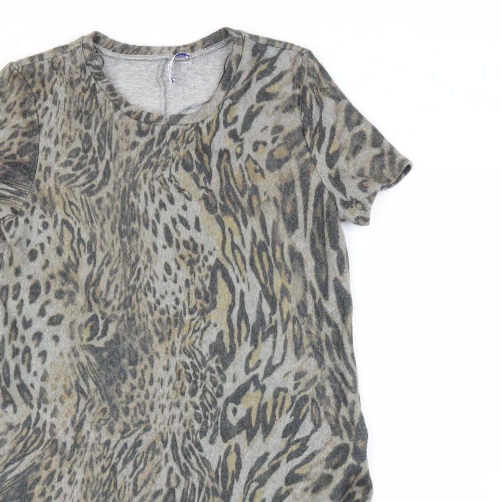 Zara Womens Grey Animal Print  A-Line  Size M  - Leopard print