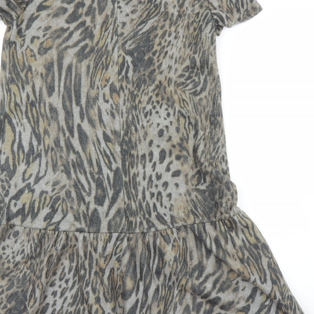 Zara Womens Grey Animal Print  A-Line  Size M  - Leopard print