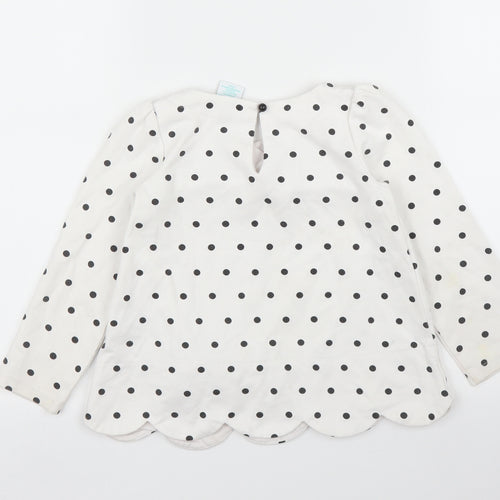 Maggie & Zoe Girls White Polka Dot  Basic T-Shirt Size 4 Years