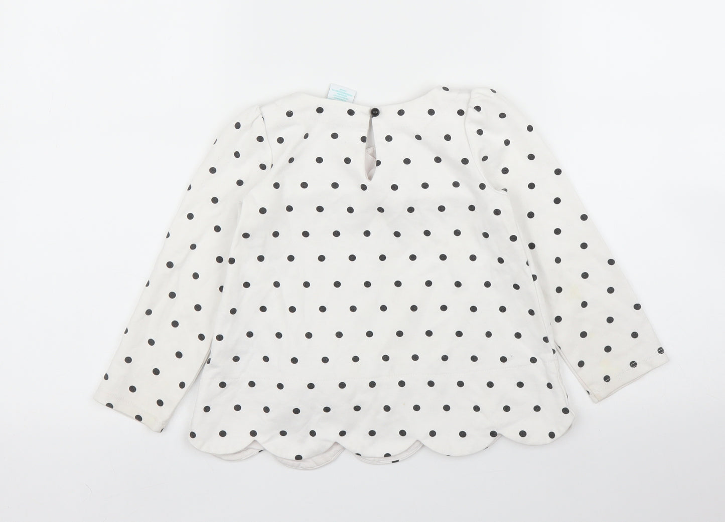 Maggie & Zoe Girls White Polka Dot  Basic T-Shirt Size 4 Years