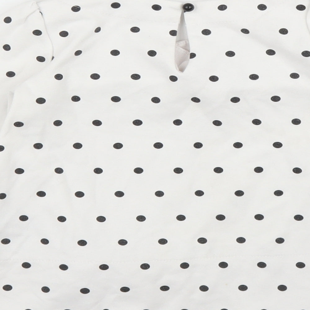 Maggie & Zoe Girls White Polka Dot  Basic T-Shirt Size 4 Years