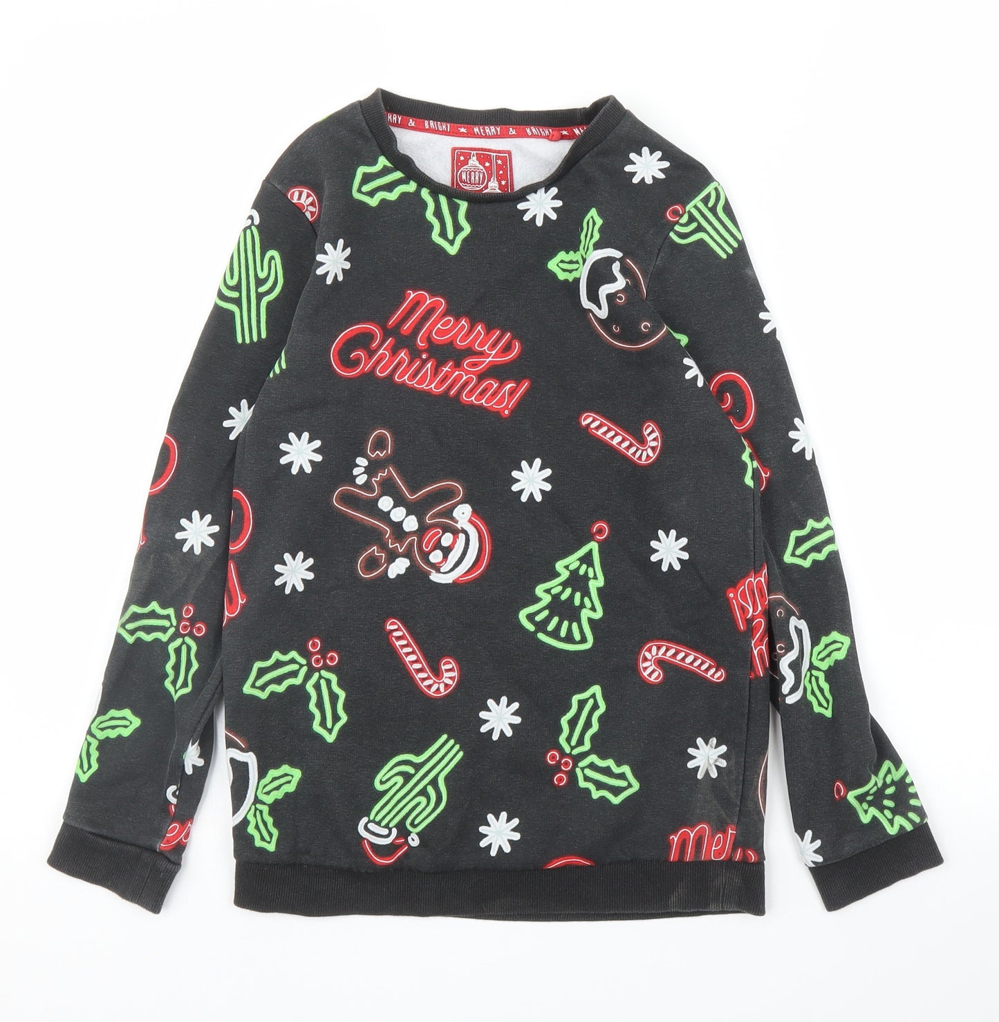 TU Boys Black   Pullover Jumper Size 10 Years  - Christmas