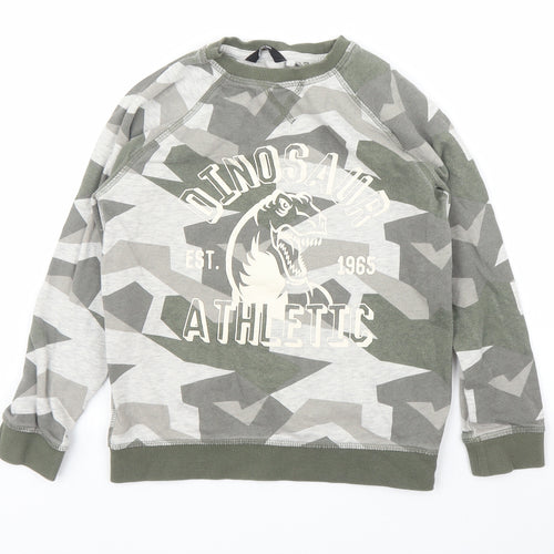 George Boys Green Geometric  Pullover Jumper Size 7 Years