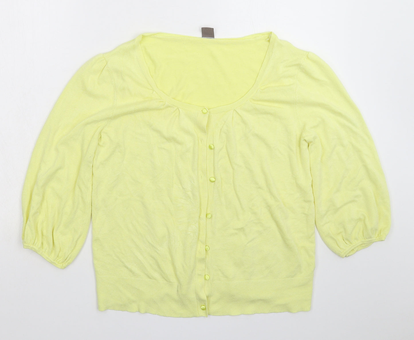 TU Womens Yellow  Knit Cardigan Jumper Size 18