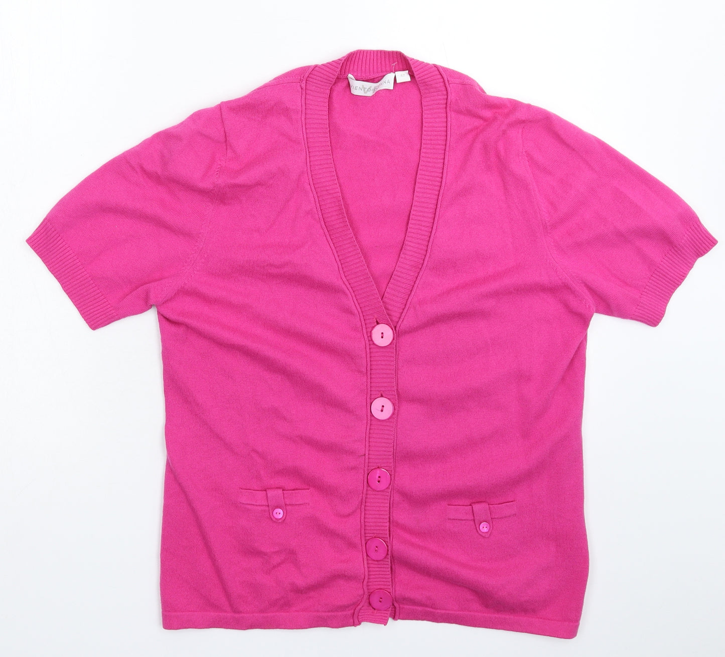 Viento Donna Womens Pink  Knit Cardigan Jumper Size L