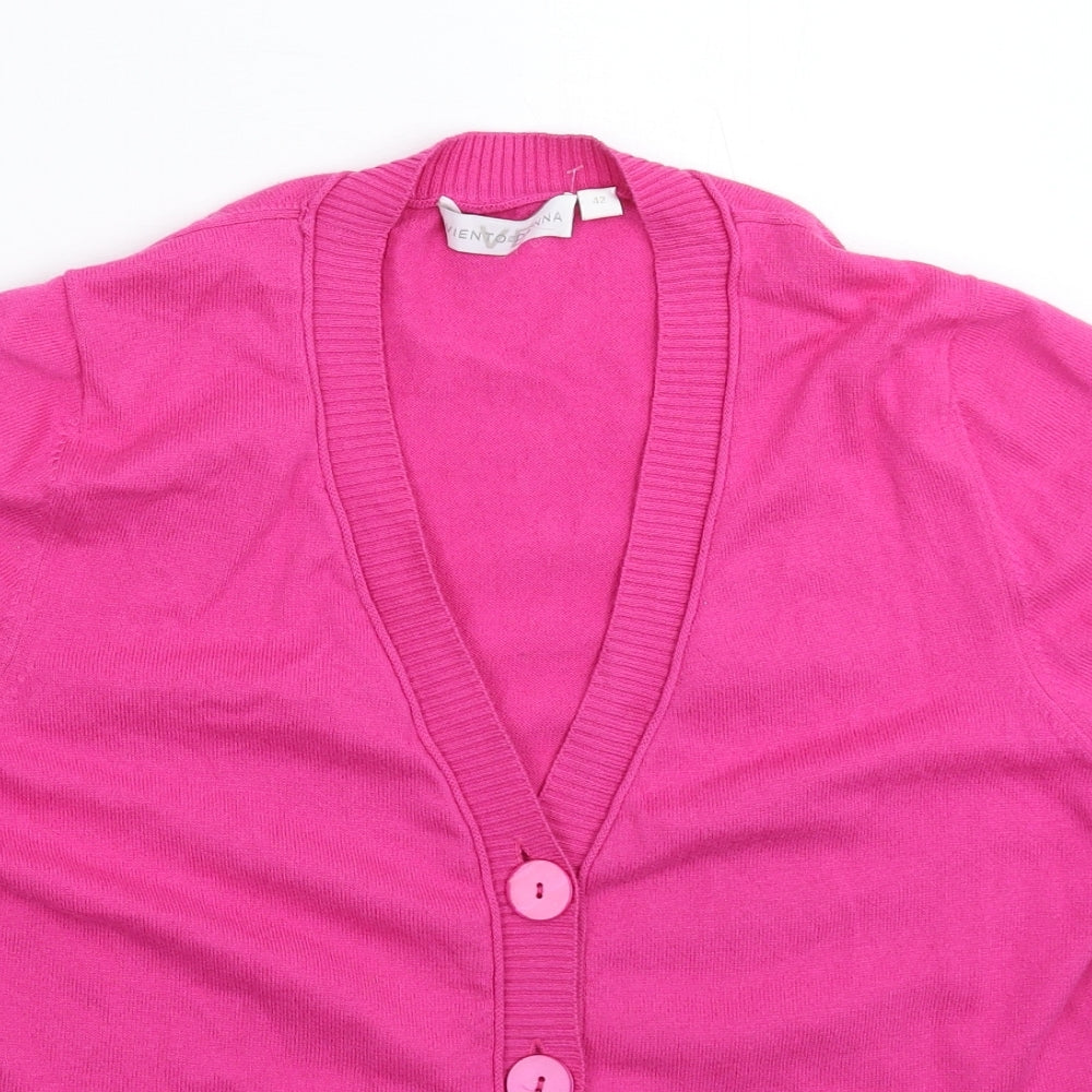 Viento Donna Womens Pink  Knit Cardigan Jumper Size L