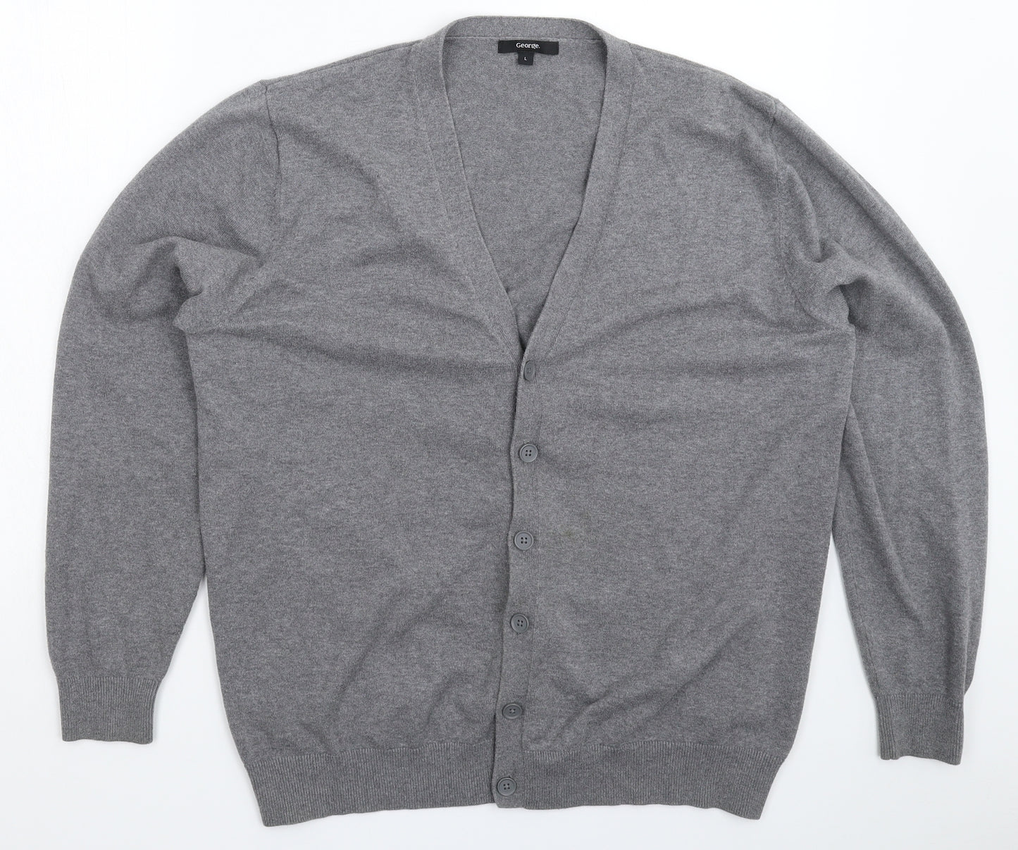 George Mens Grey  Knit Cardigan Jumper Size L