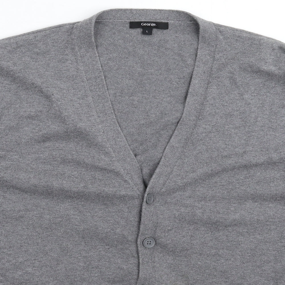 George Mens Grey  Knit Cardigan Jumper Size L