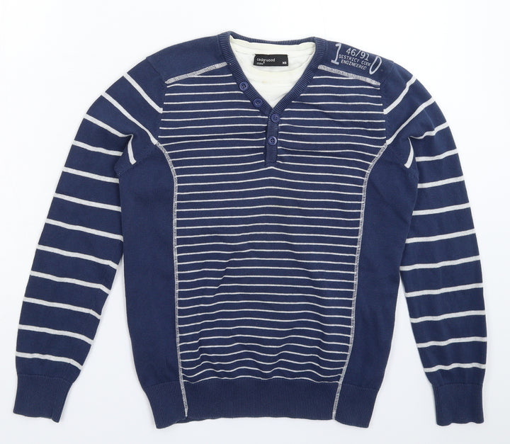 Cedar Wood State Womens Blue Striped Knit Pullover Jumper Size XS