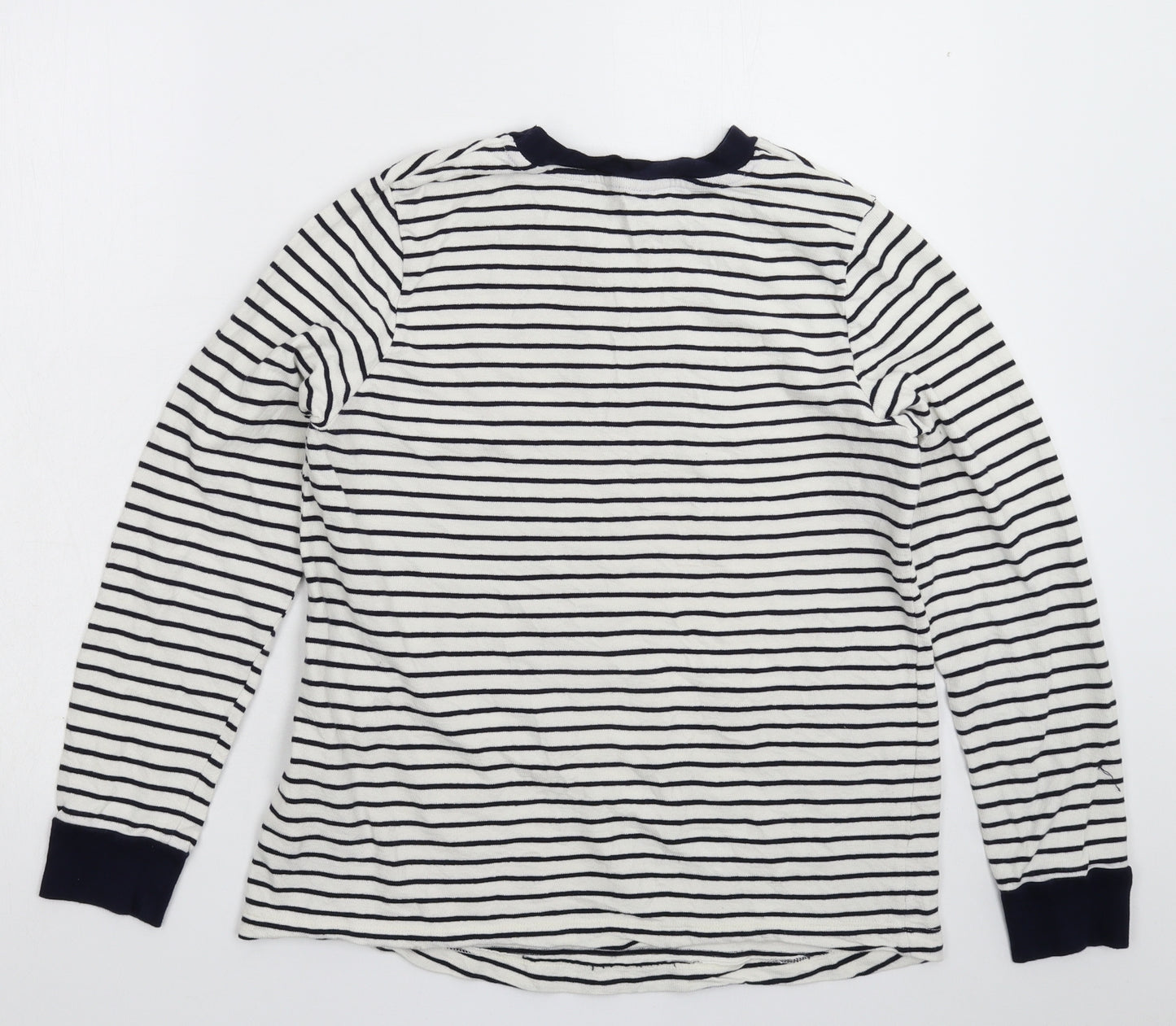Preworn Womens White Striped Knit Pullover Jumper Size 10