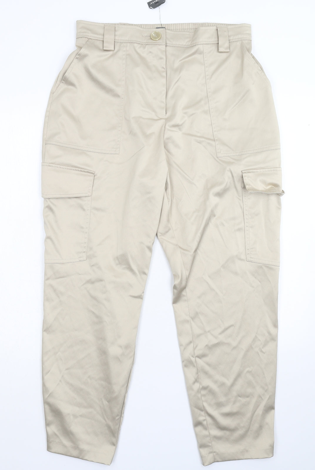 Primark Womens Beige   Cargo Trousers Size 14 L27 in