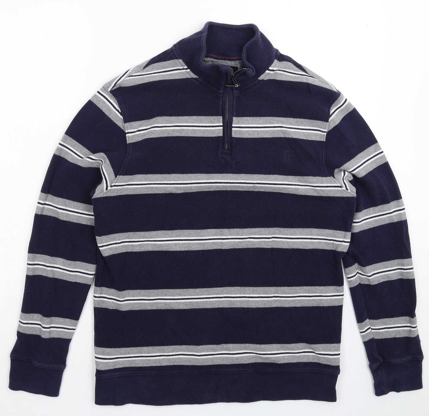 Blue Harbour Mens Blue Striped Knit Pullover Jumper Size M