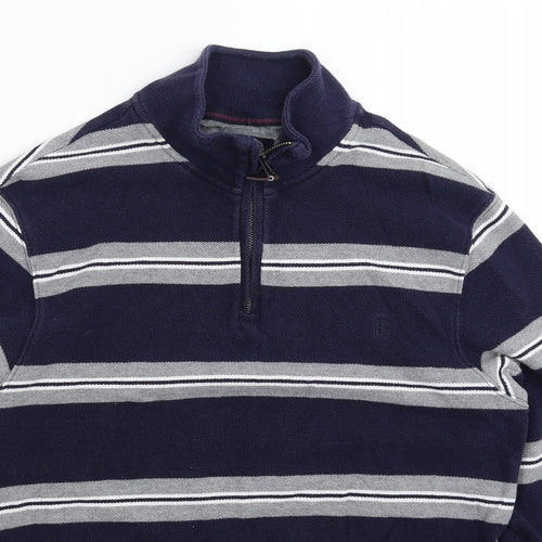 Blue Harbour Mens Blue Striped Knit Pullover Jumper Size M