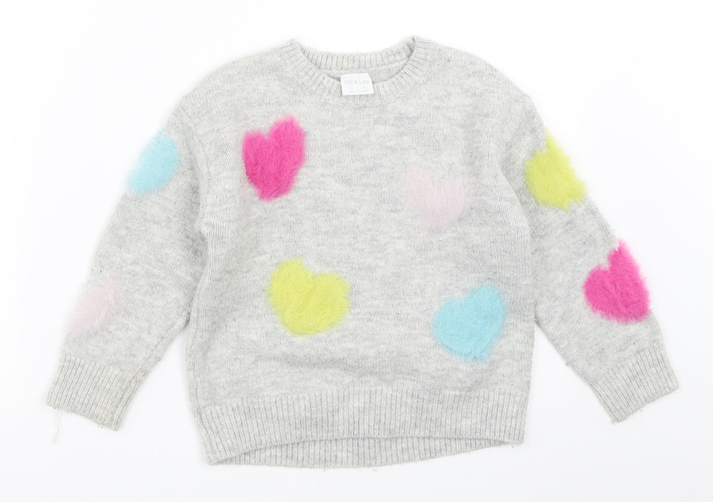 F&F Girls Grey   Pullover Jumper Size 4-5 Years