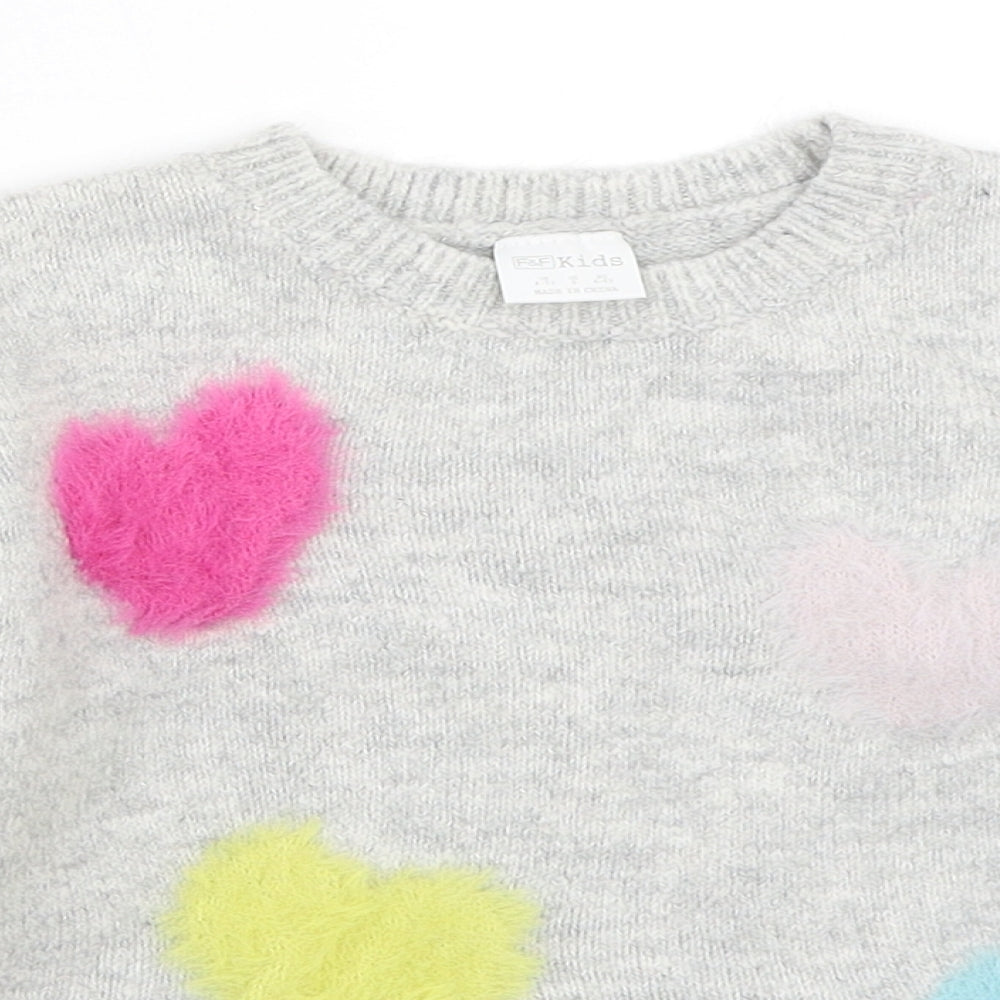 F&F Girls Grey   Pullover Jumper Size 4-5 Years