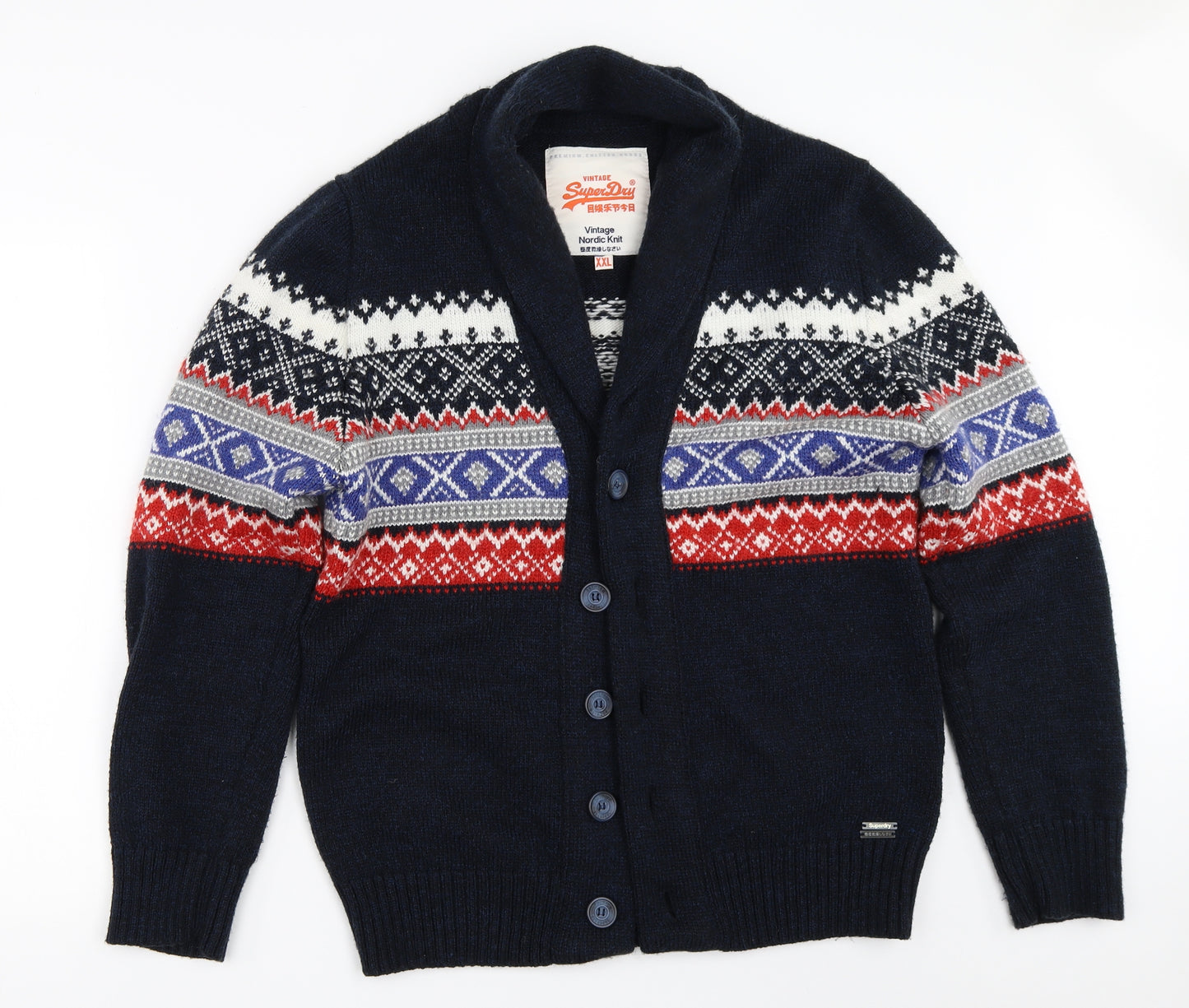 Superdry Mens Blue   Cardigan Jumper Size 2XL