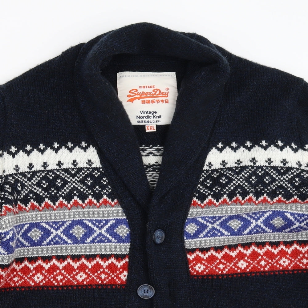 Superdry Mens Blue   Cardigan Jumper Size 2XL