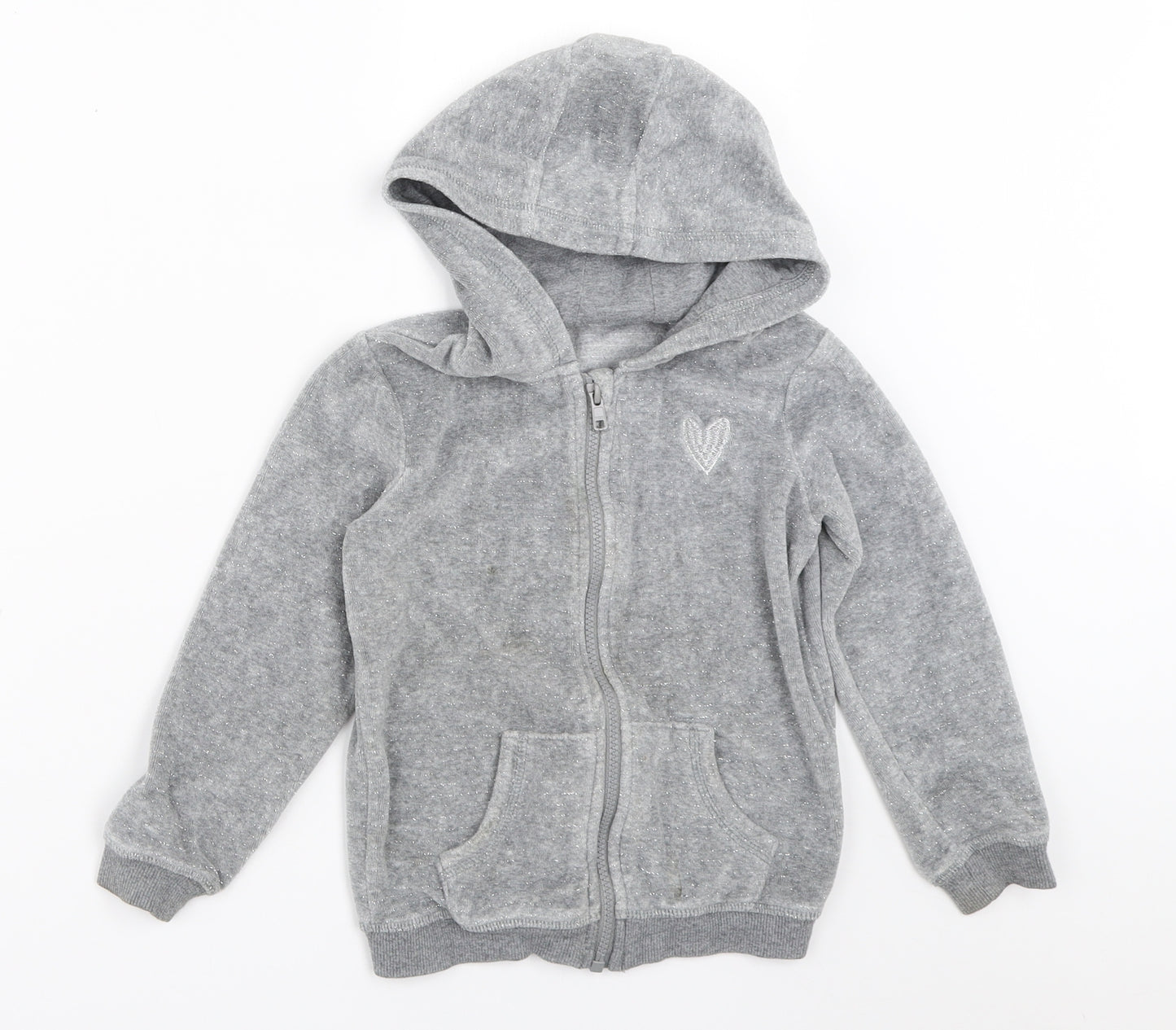 George Girls Grey   Full Zip Hoodie Size 5-6 Years