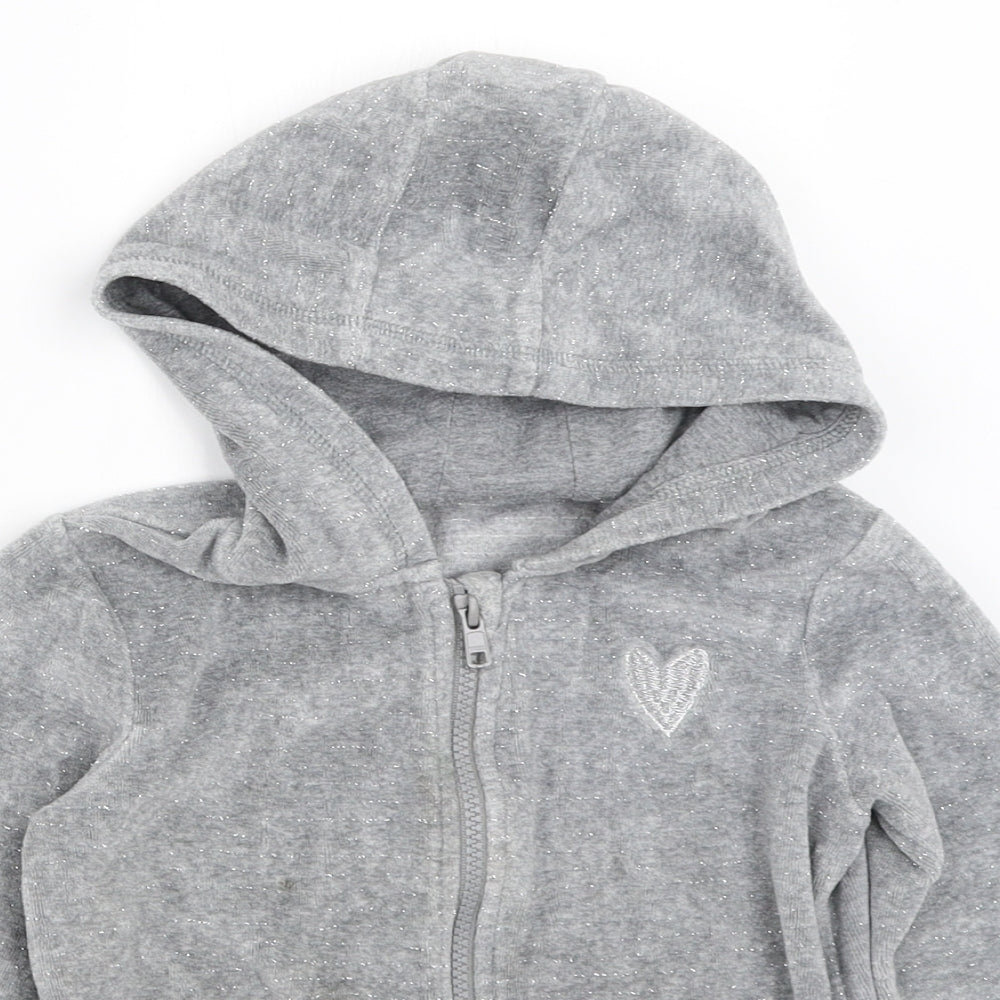 George Girls Grey   Full Zip Hoodie Size 5-6 Years