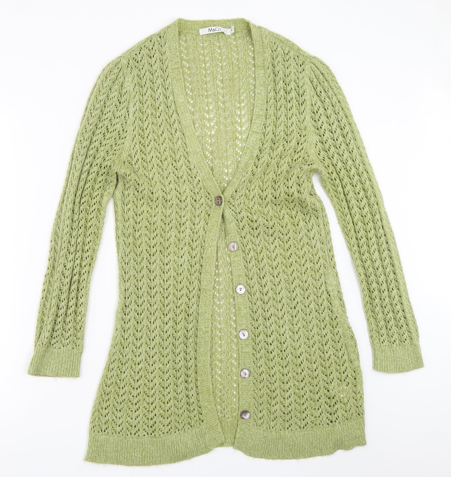 M&Co Womens Green   Cardigan Jumper Size L