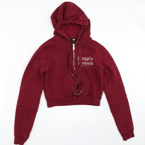 Sony Womens Red   Henley Hoodie Size 8