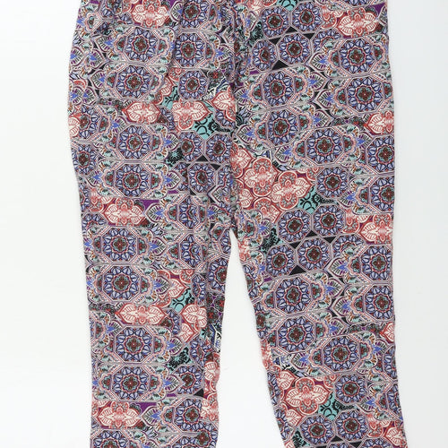 New Look  Womens Blue Geometric  Trousers  Size 12 L24 in