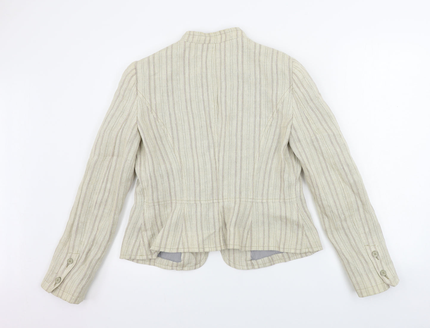 Emporio Armani  Womens Beige Striped  Jacket Blazer Size 8