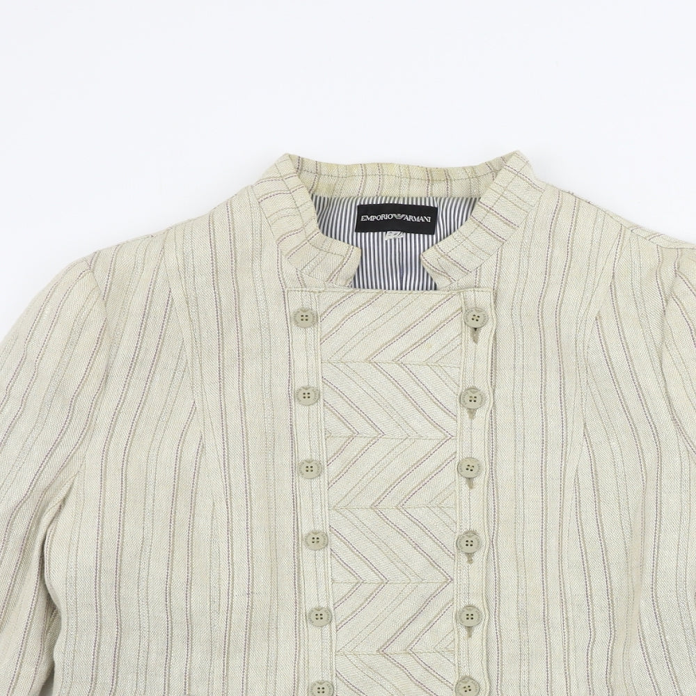 Emporio Armani  Womens Beige Striped  Jacket Blazer Size 8