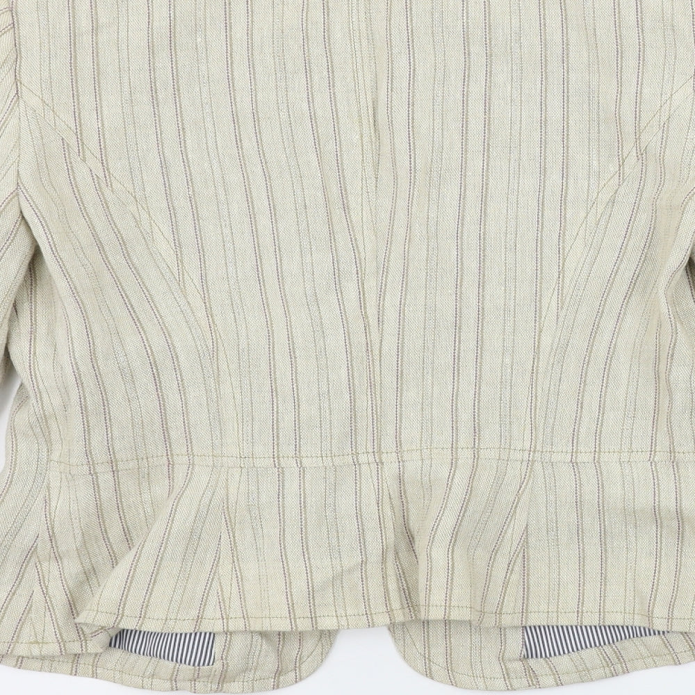 Emporio Armani  Womens Beige Striped  Jacket Blazer Size 8