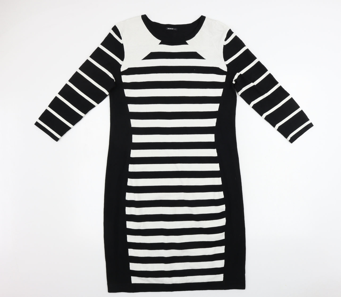 Roman  Womens Black Striped  Bodycon  Size 14