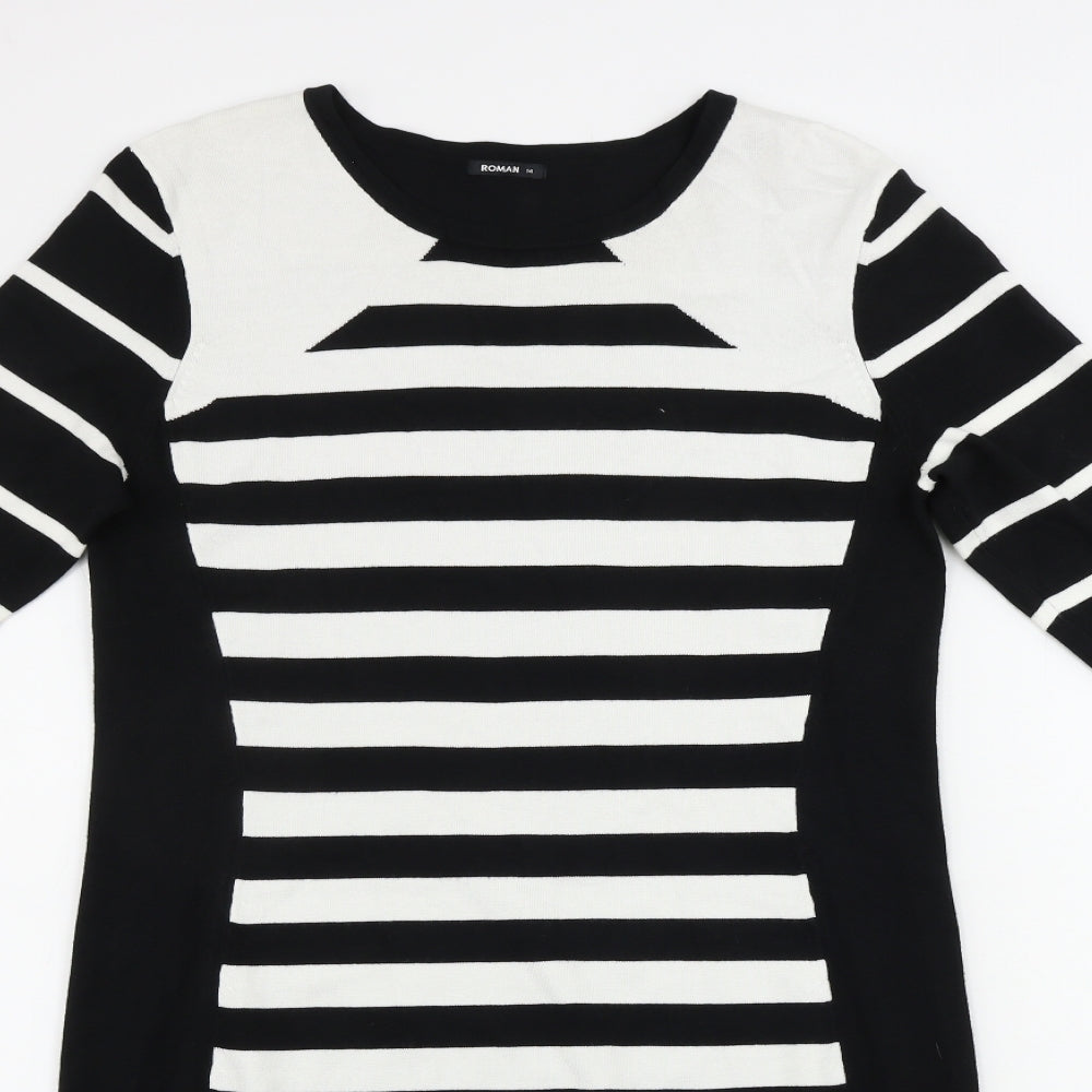 Roman  Womens Black Striped  Bodycon  Size 14