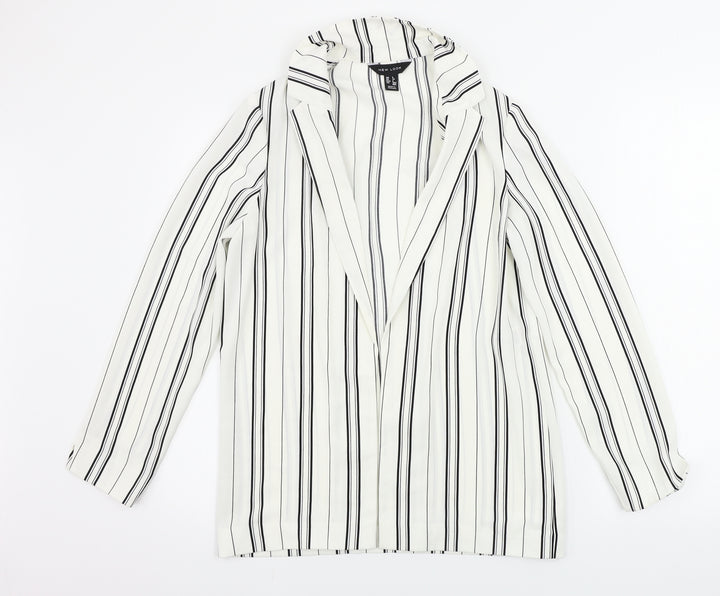 New Look  Womens White Striped  Cardigan Jumper Size 6