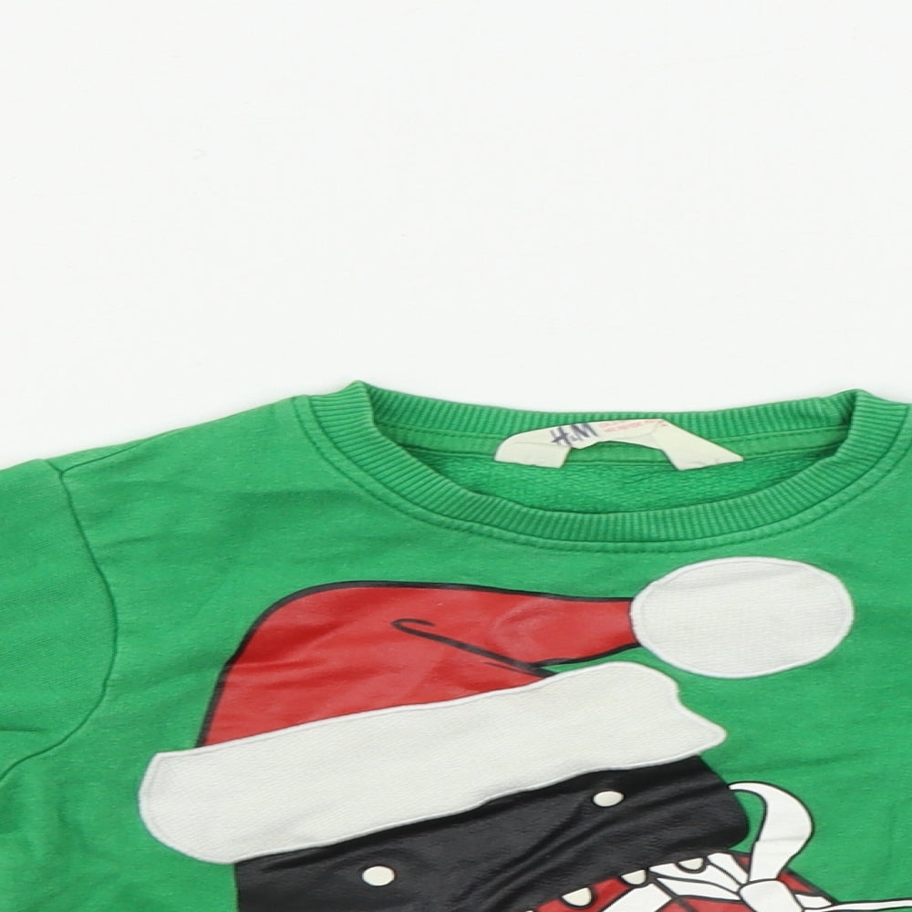 H&M  Boys Green   Pullover Jumper Size 2-3 Years  - Christmas Jumper