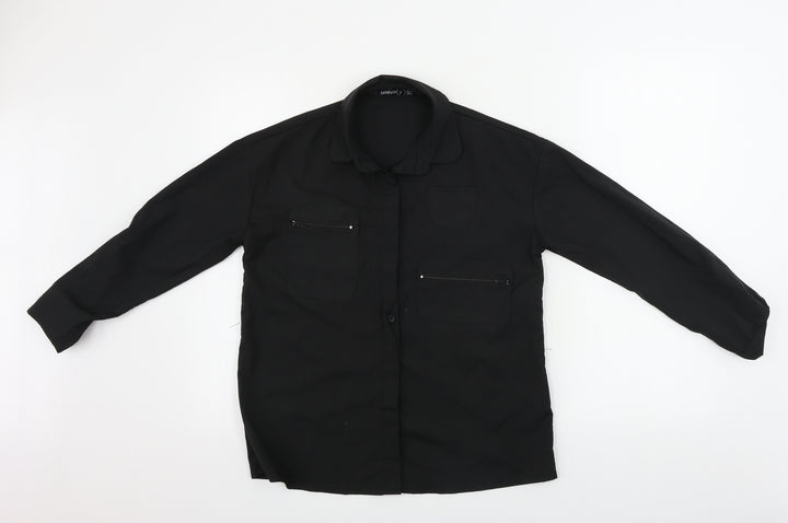 Boohoo Womens Black Basic Button-Up Size 6